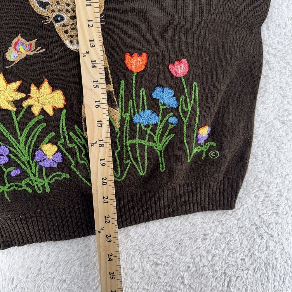 Vintage Cyn Les Shirlee Designs Embroidered Giraffe 2-Sided Sweater Womens S - Picture 6 of 7